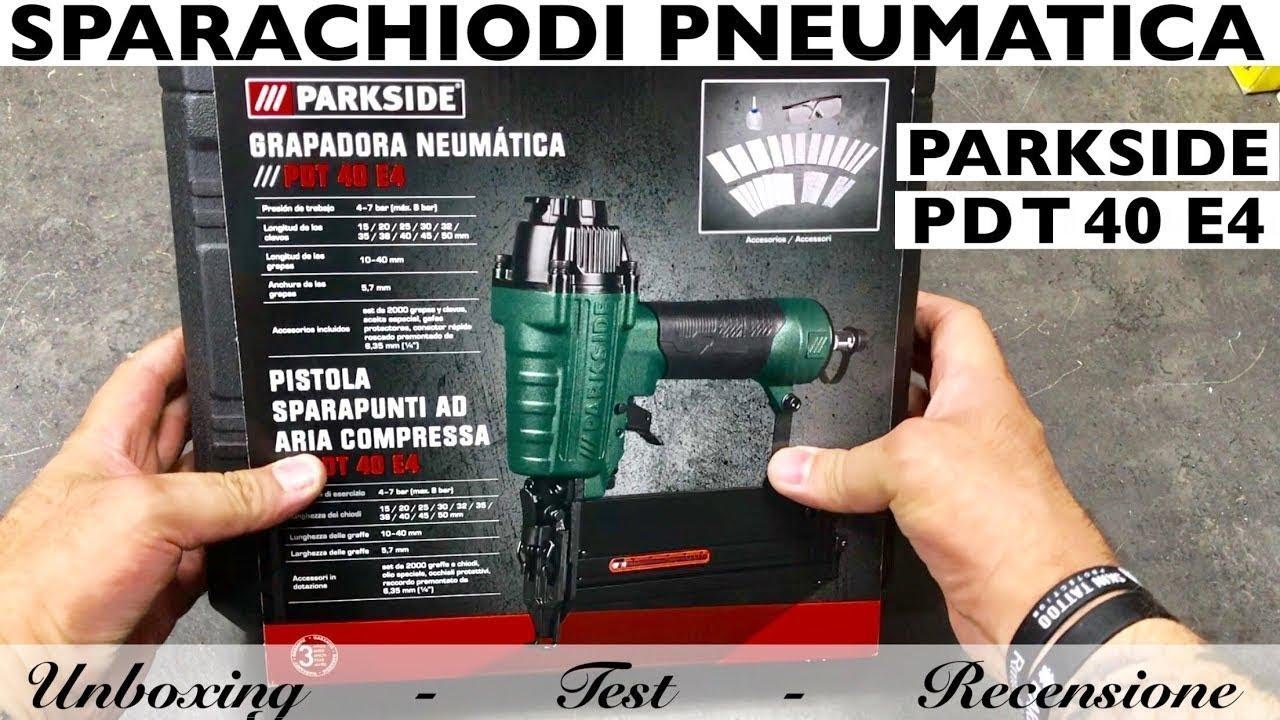 Pistola SPARAPUNTI PARKSIDE. lidl, ad aria compressa . PDT 40 F4. SPARACHIODI PNEUMATICA