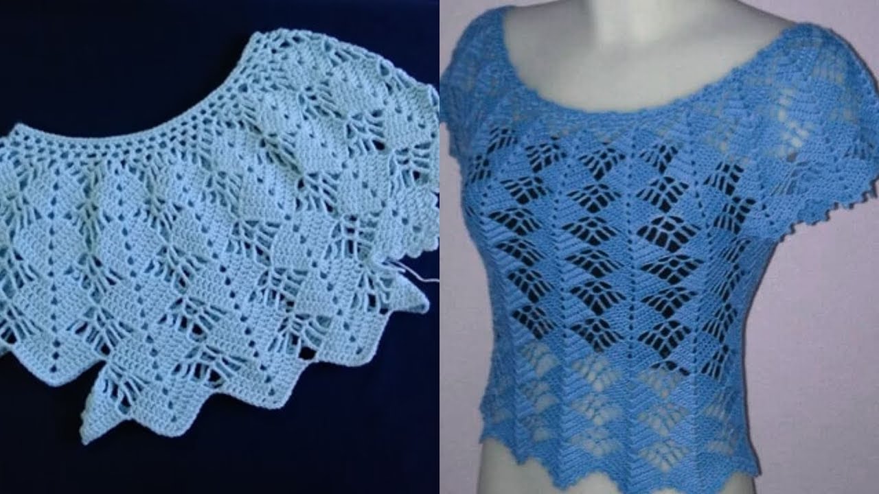 بالكروشيه طريقة عمل بلوزة جديدة لكل المقاسات, 
