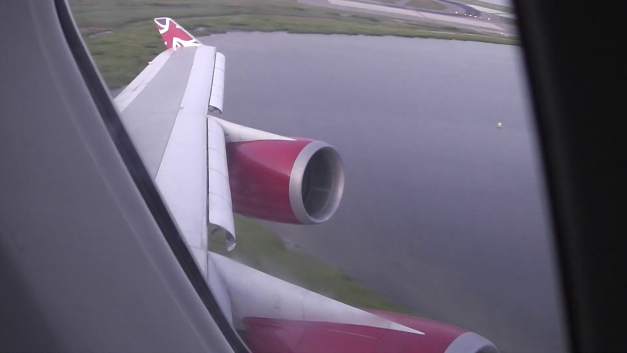 Amazing Engine Roar! Virgin Atlantic Boeing 747-400 Takeoff from New York JFK