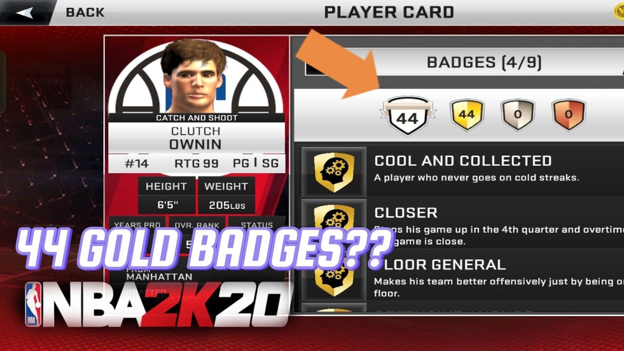 44 Gold Badges | Nba 2k20 Mobile JD Mod Menu | Clutch Onin 2k20