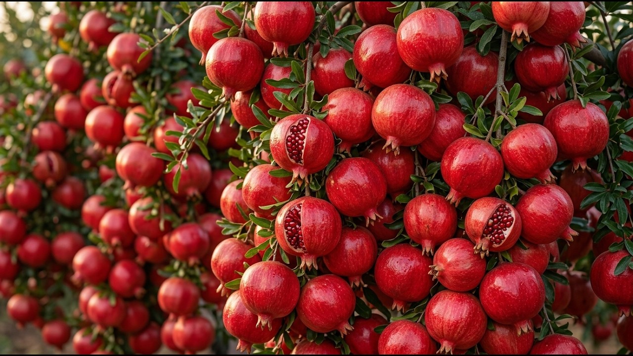 Inside the Giant Pomegranate Harvest Process | Amazing Red Fruit Farming Technology