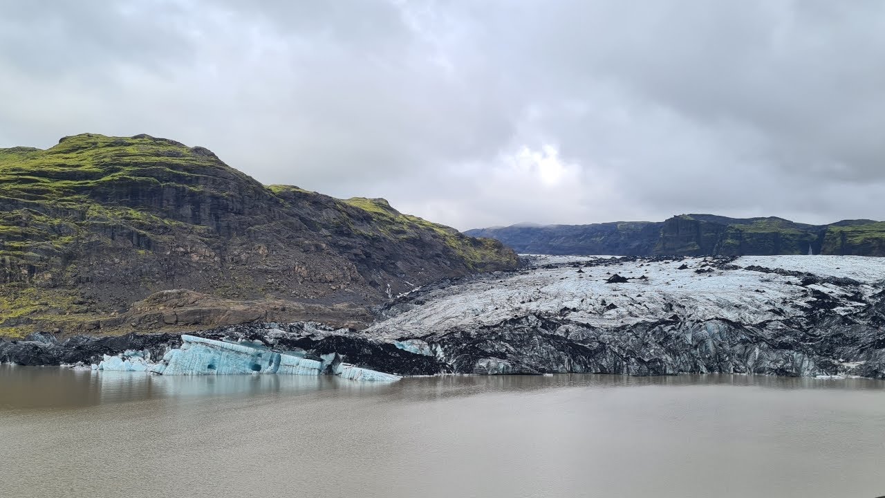 Solheimajokull, Outlet glacier from the mighty M&yacute;rdalsj&ouml;kull, Iceland Road Trip - Drone 4K