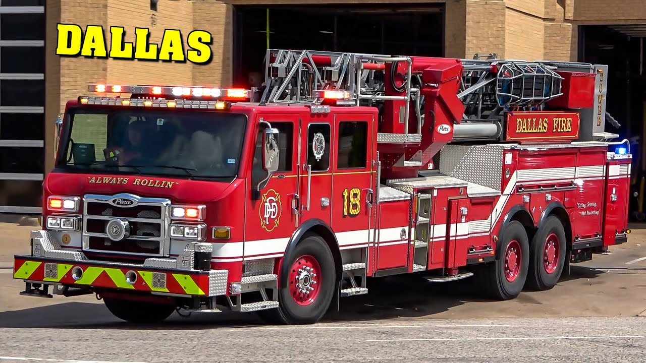 [ALWAYS ROLLIN'] - Dallas Fire Department | Station 18 responding with Engine, Tower & EMS Units!