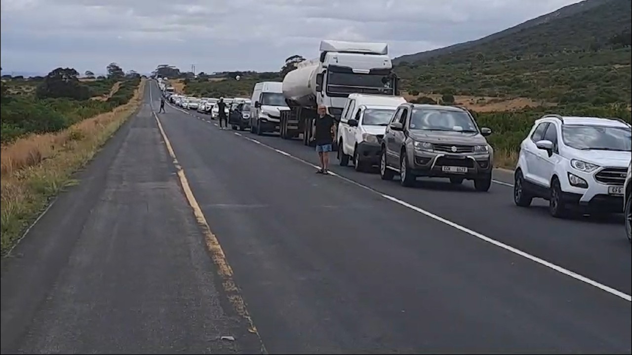 Traffic jam near Albertinia in South Africa