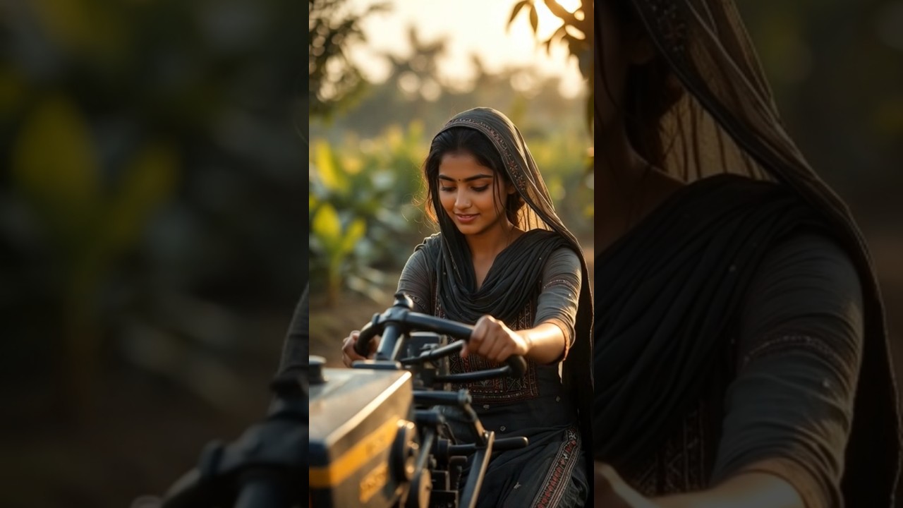 Strong female farmer using modern farming machine 👩‍🌾🚜