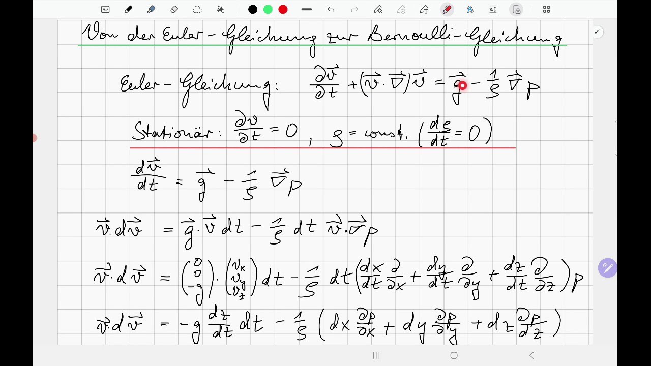 4 | Hydrodynamik | Von der Euler-Gleichung zur Bernoulli-Gleichung (Beispiel)