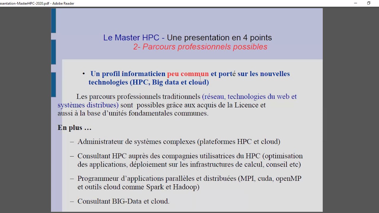 Master Calcul Haute Performance  ماستير العمليات الحسابية ذات الأداء العالي
