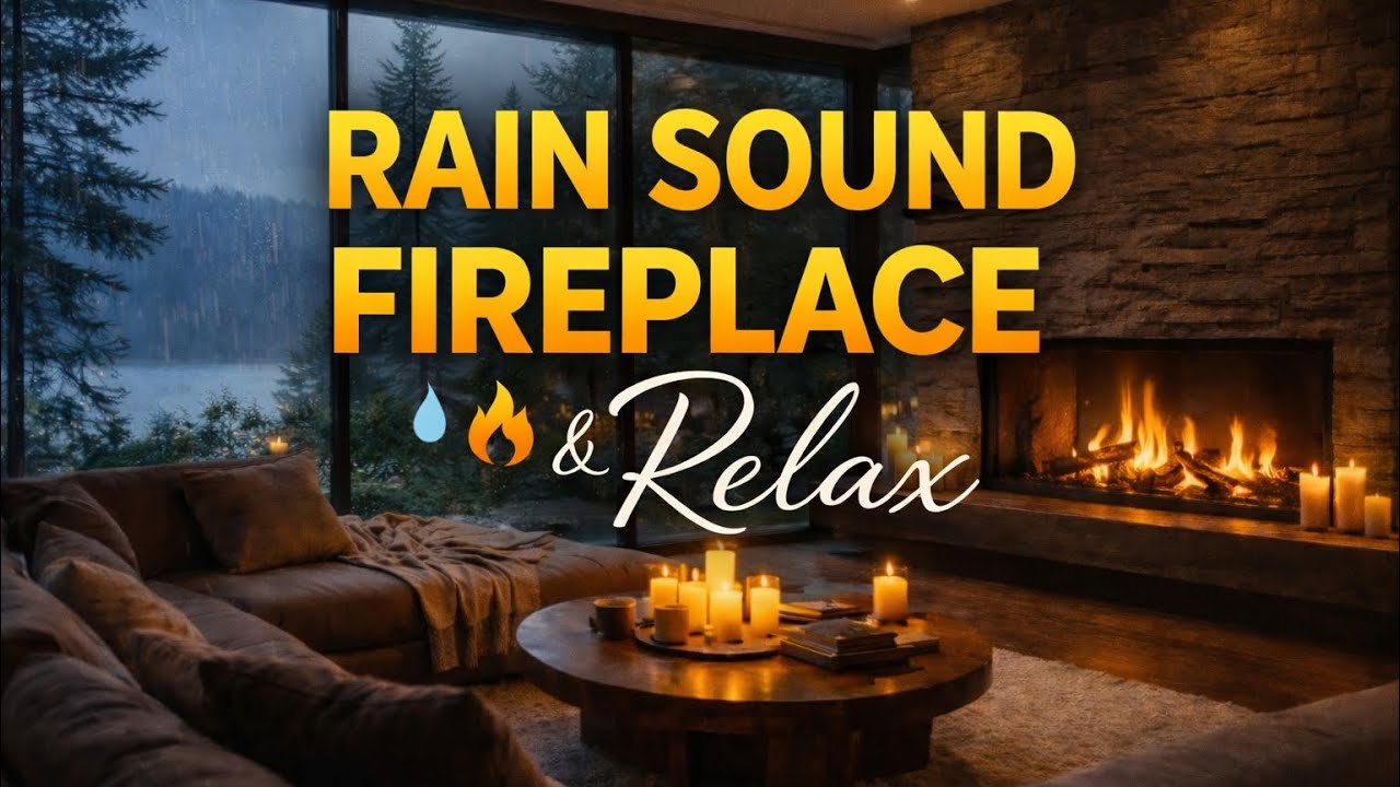 Cozy Fireplace 🔥 Rain Sounds & Relaxing Music| Sleep, Stress Relief,Deep Relaxation/ Камин,дождь,уют