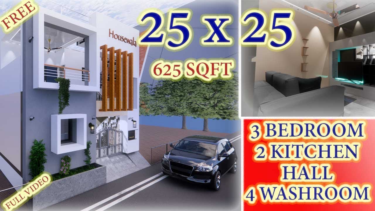 25 X 25 DUPLEX HOUSE DESIGNII 625 sqft ghar ka naksha II 3BHK HOUSE PLAN