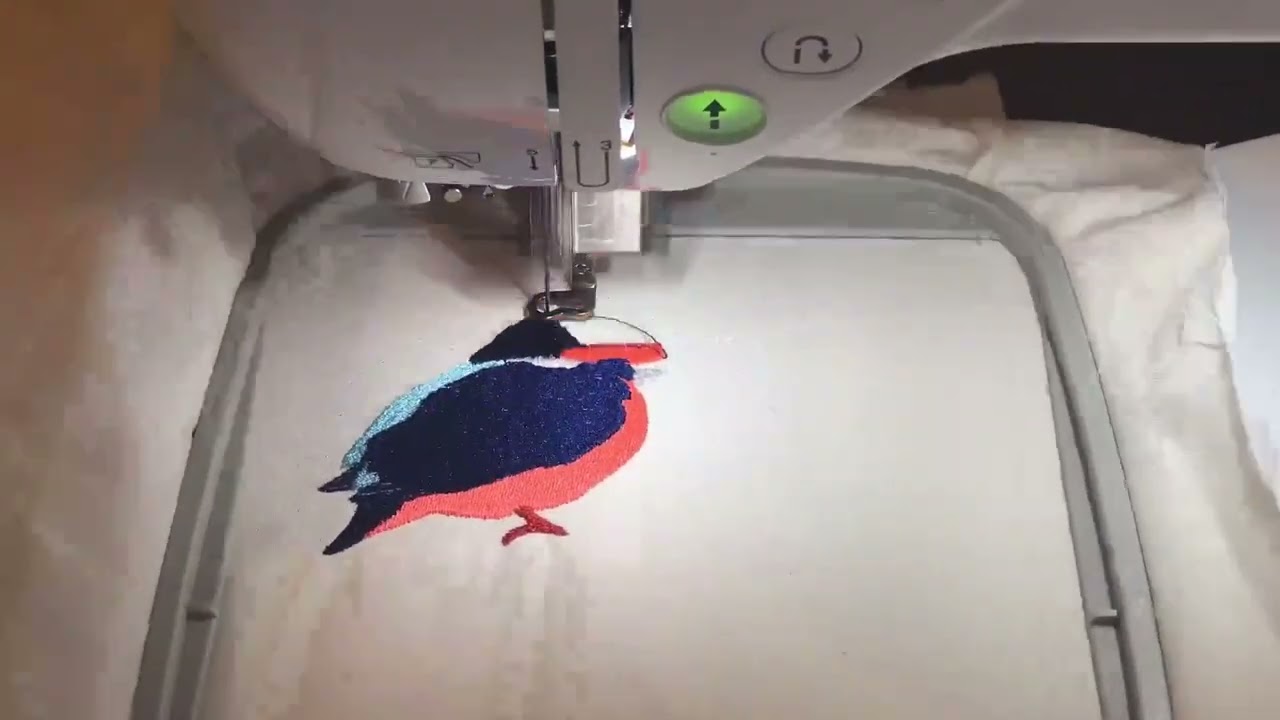 Embroidering Kingfisher (Embroidery Design Digitizing)