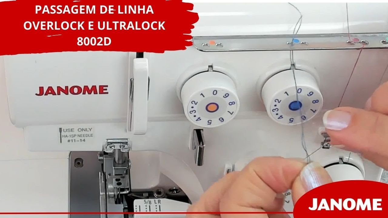 Passagem de linha máquina overlock e ultralock 8002D
