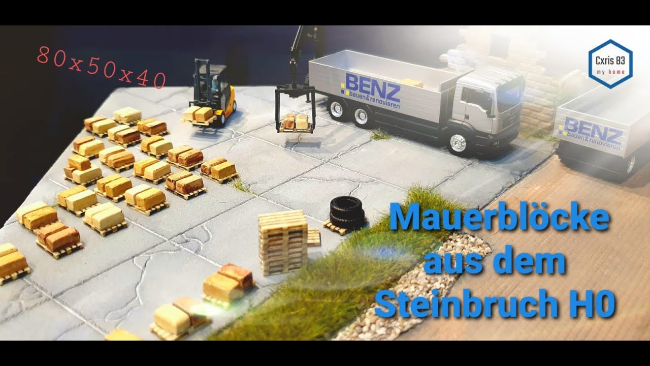 Modelleisenbahn H0 #12 MAUERBLÖCKE als Ladegut vom STEINBRUCH Tutorial