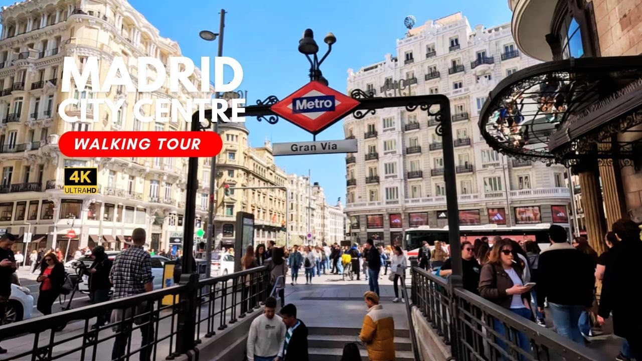 🏙️ Madrid City Centre 4K Walking Tour | From Callao to Ópera via Gran Vía, Sol & Plaza Mayor