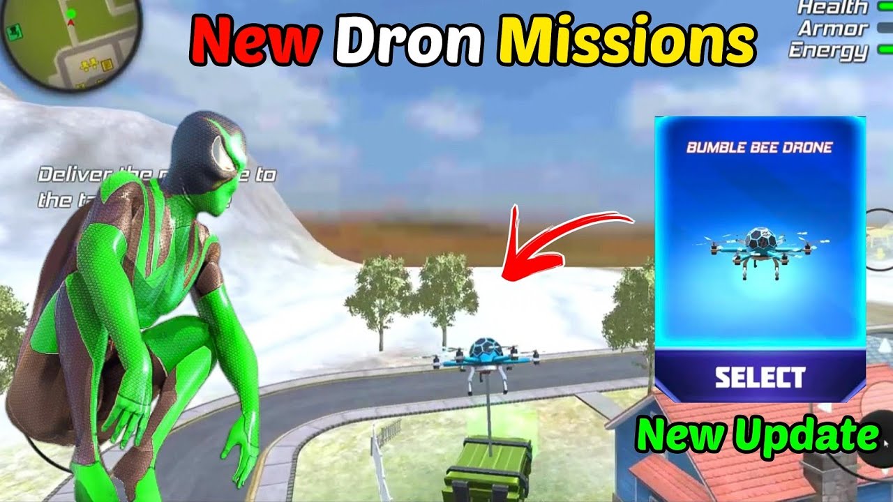 New dron update in rope frog ninja hero| rope hero game | rope frog ninja hero train