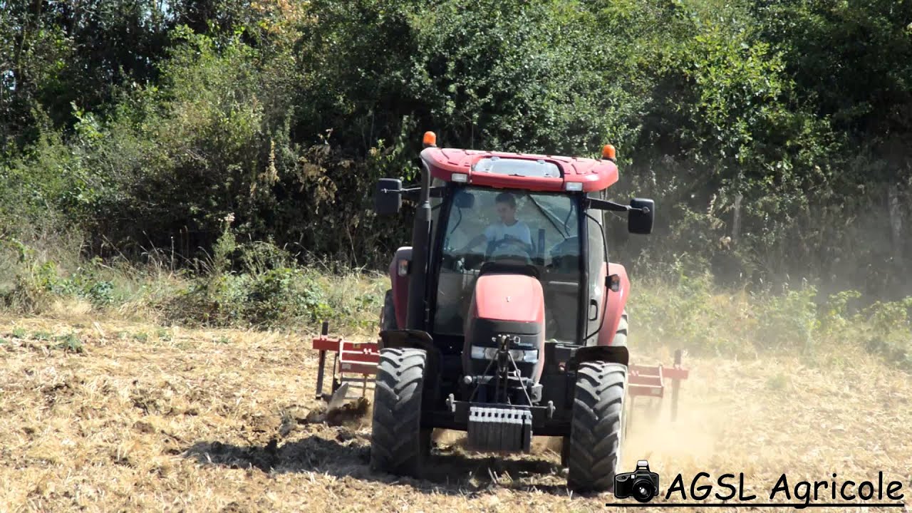 Déchaumage avec Case Mxu 100 et Quivogne Maxiculteur