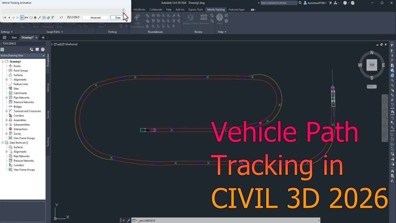 Vehicle Path Tracking in AutoCAD Civil 3D 2026