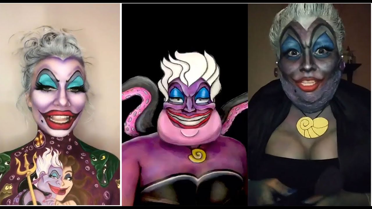 URSULA MAKEUP l DISNEY VILLAINS 💜 l TIKTOK HALLOWEEM COMPILATION