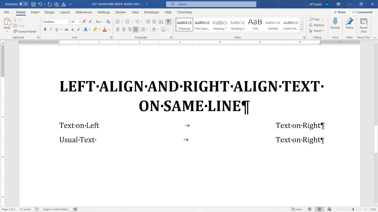 [Solved] Left & Right Align text in One Line &ndash; Word Right‑Tab Tutorial (Quick)!