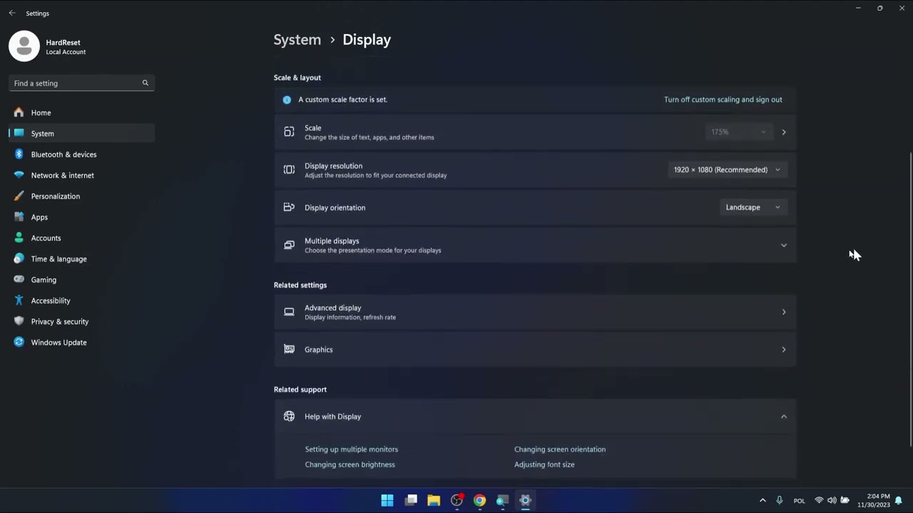 Как настроить параметры дисплея в Windows 11
