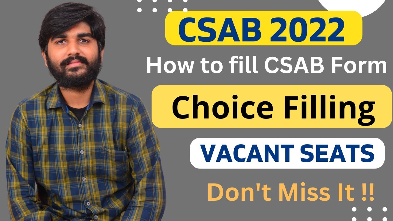 CSAB Vacant Seats Released | How to fill CSAB Counselling 2022 Form #csabcounselling