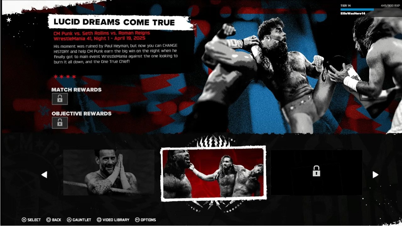 CM Punk против Seth Rollins против Roman Reigns: обучающий урок по игре Showcase в WWE2K26