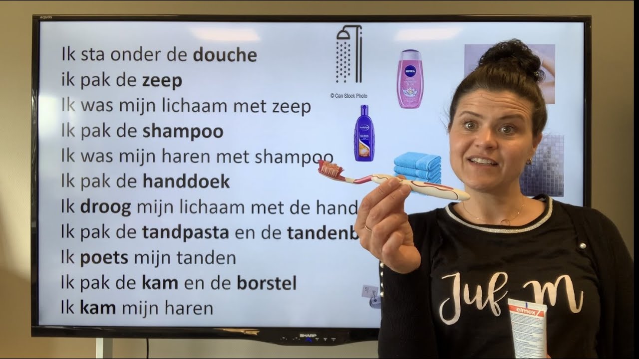 NT2 35 badkamer! Scheerschuim zeep en shampoo Nederlands leren met Juf M #learndutch #NT2 #badkamer