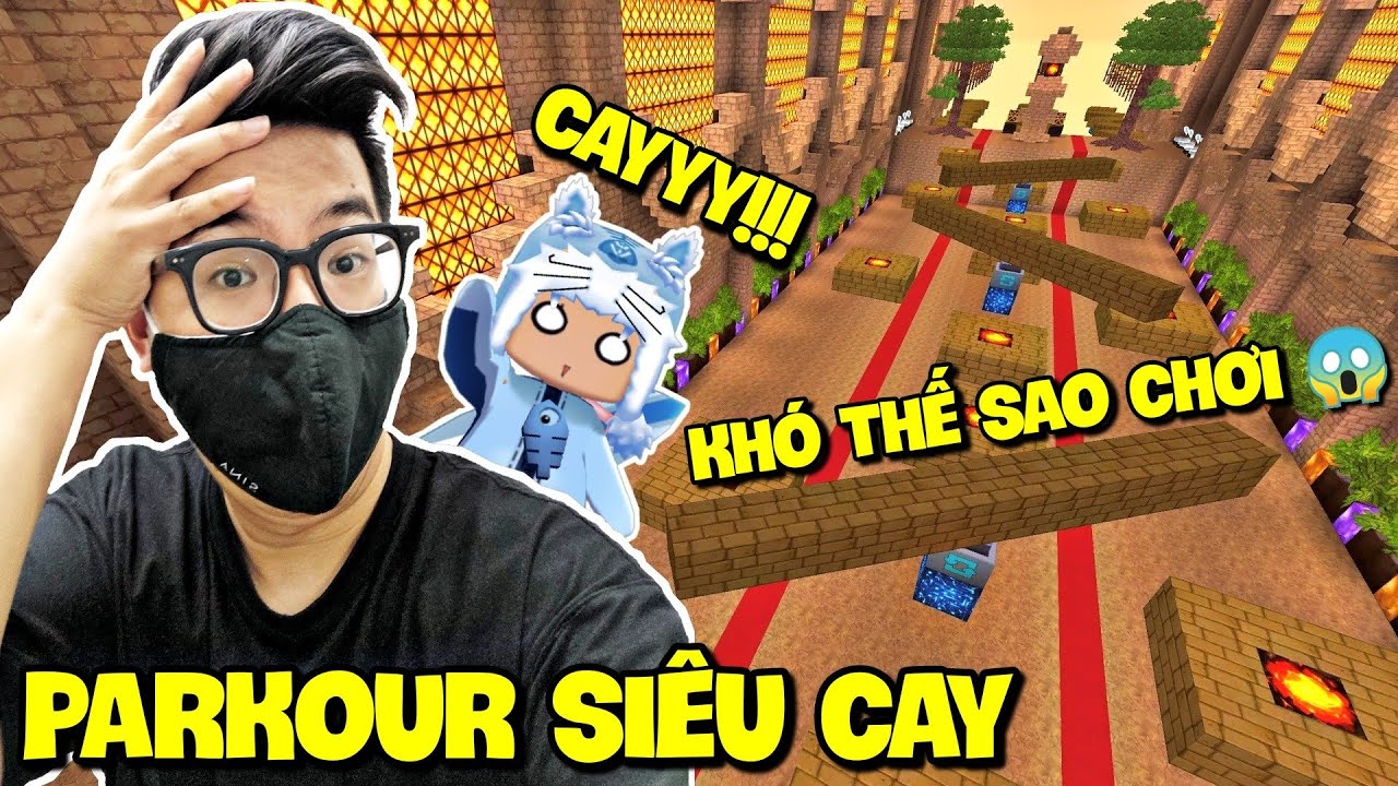 Meowpeo cay cú khi chơi Map Parkour siêu cay trên tuyển chọn Mini World