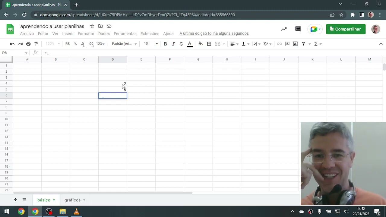 Aprendendo a usar planilhas (Google Planilhas, Excel, LibreOffice Calc, fórmulas, funções, gráficos)