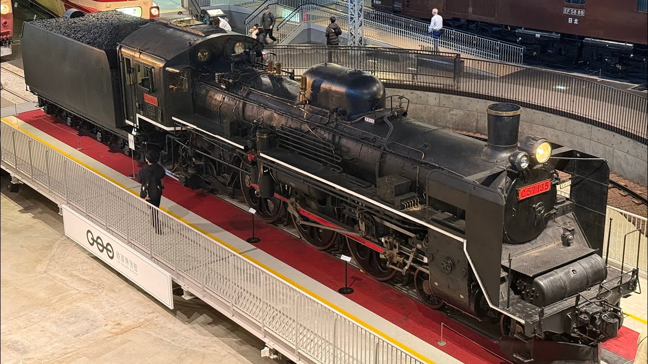 C57 135 WHISTLE 🚂 + Turn Table Operation | The Railway Museum | Tokyo (Omiya), Japan