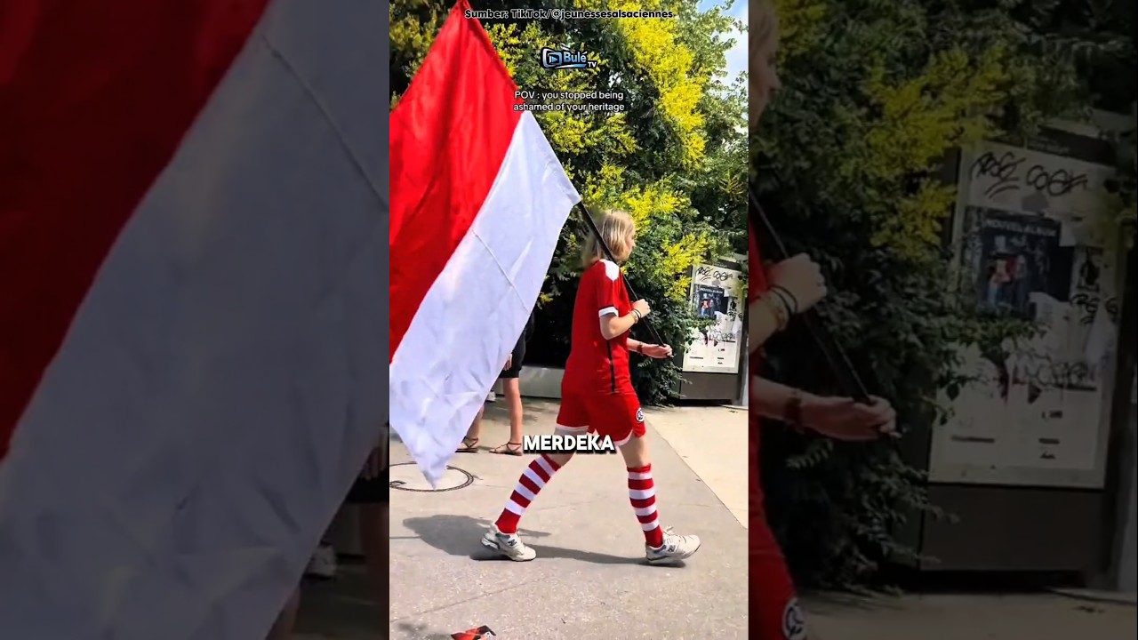 Cewek Bule Kibarkan Bendera Merah Putih di Prancis! #shorts #reaksibule #bule
