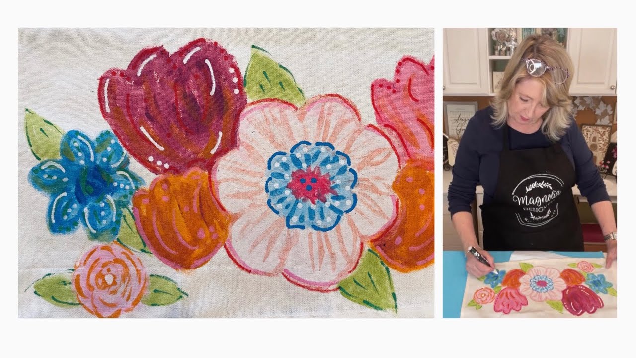 Easy Painted Abstract Flowers on Tea Towels | Magnolia Design Co