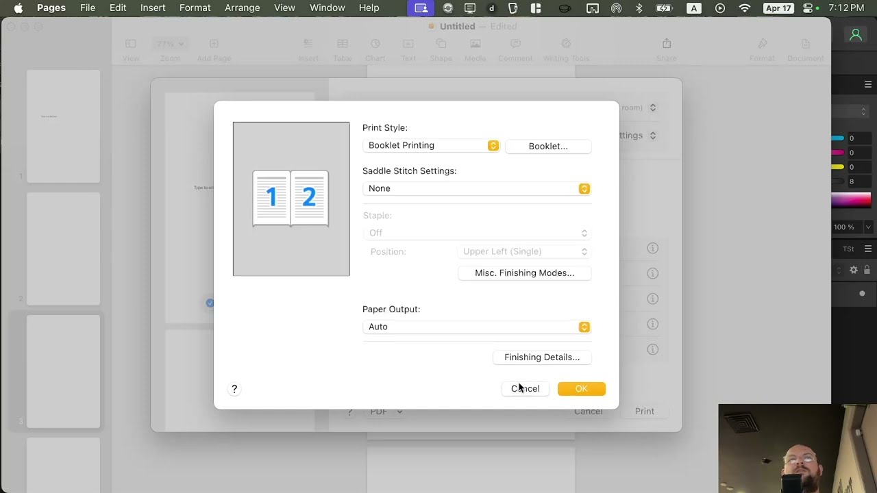 Making booklets with Word or Pages or Affinity Publisher on MacOS