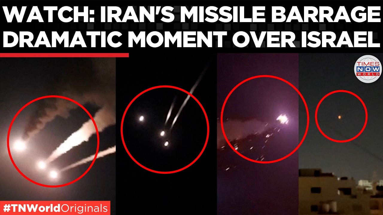 WATCH: Iran's Missile Barrage Lights Up Sky Over Israel as Explosions & Sirens Rock Tel Aviv
