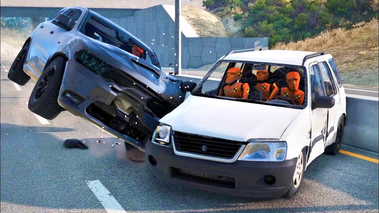 BeamNG Drive - Highway Car Crashes #19