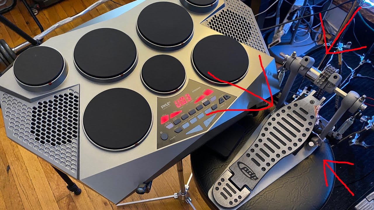 Using a Real Bass Drum Pedal on the Pyle PTED06 Tabletop Electronic Drum Kit- DIY Kick Drum Trigger