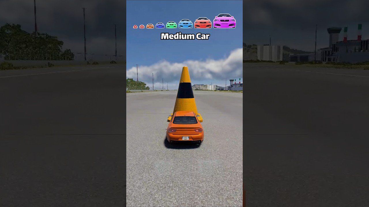 Большие и маленькие машины против огромного дорожного конуса | BeamNG.drive