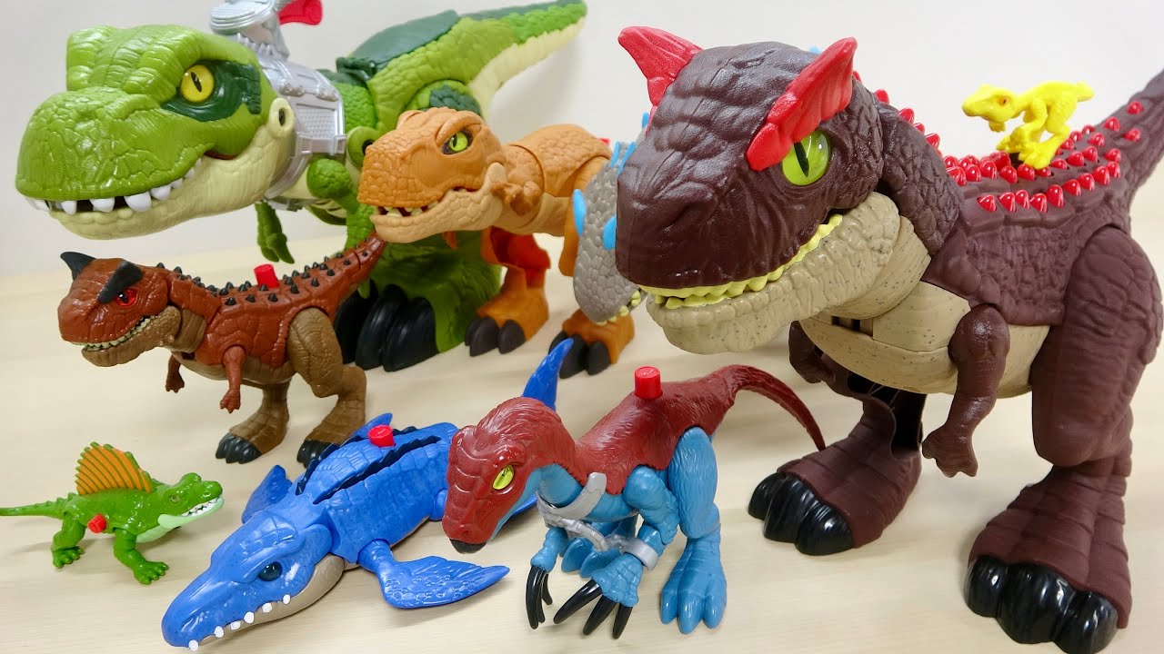 ジュラシックワールド 巨大な肉食恐竜カルノタウルスにコンピーをのせて遊べる🦖【イマジネクスト 恐竜フィギュア】
