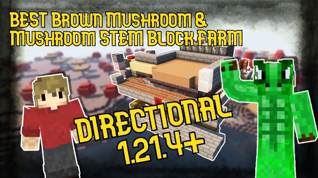 IMPROVED Brown Mushroom & Mushroom Stem Block Farm - Directional - Minecraft 1.21.4 - 1.21.8