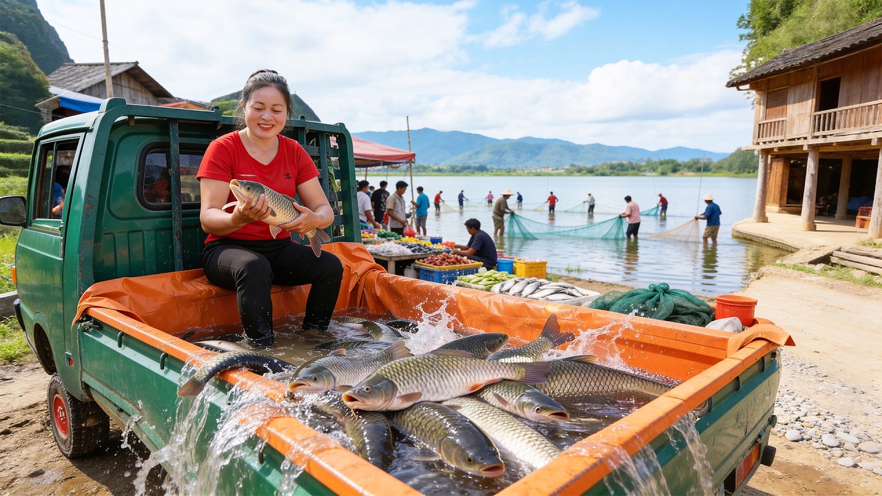 TIMELAPSE -- Beautiful Countryside Life – Buy Many Big Catfish (150kg), Raising Livestock, and More