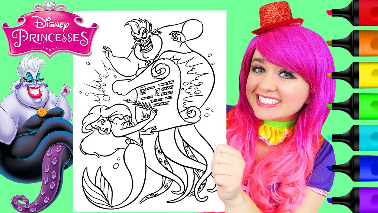 How To Color Ariel & Ursula (The Little Mermaid) | Markers