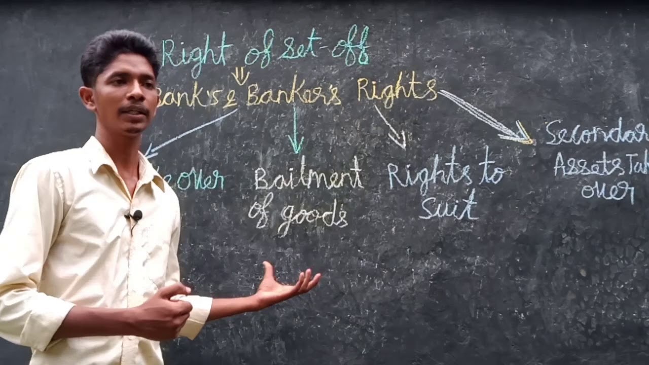 Right of set off rights of banker and bank asset take over bailment / study school college ssc