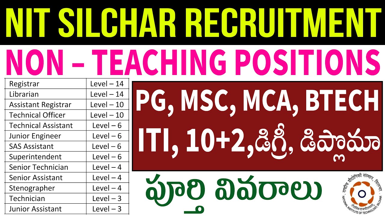 Non Teaching Jobs 2023 in Telugu | NIT Silchar Non Teaching Recruitment 2023 | NIT Silchar Vacancy