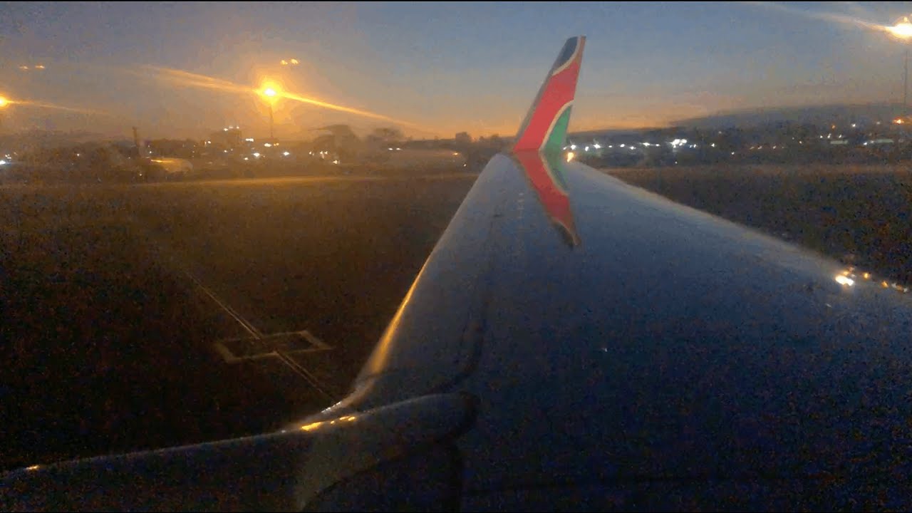 Kenya Airways Boeing 737-800 Startup, Taxi, and Calm Evening Takeoff from Nairobi