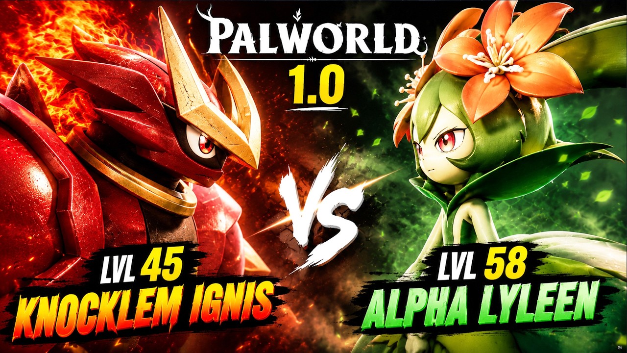 NEW Knocklem Ignis vs Alpha Lyleen Boss Fight | Palworld 1.0 [ 4K 60FPS PC ULTRA ]