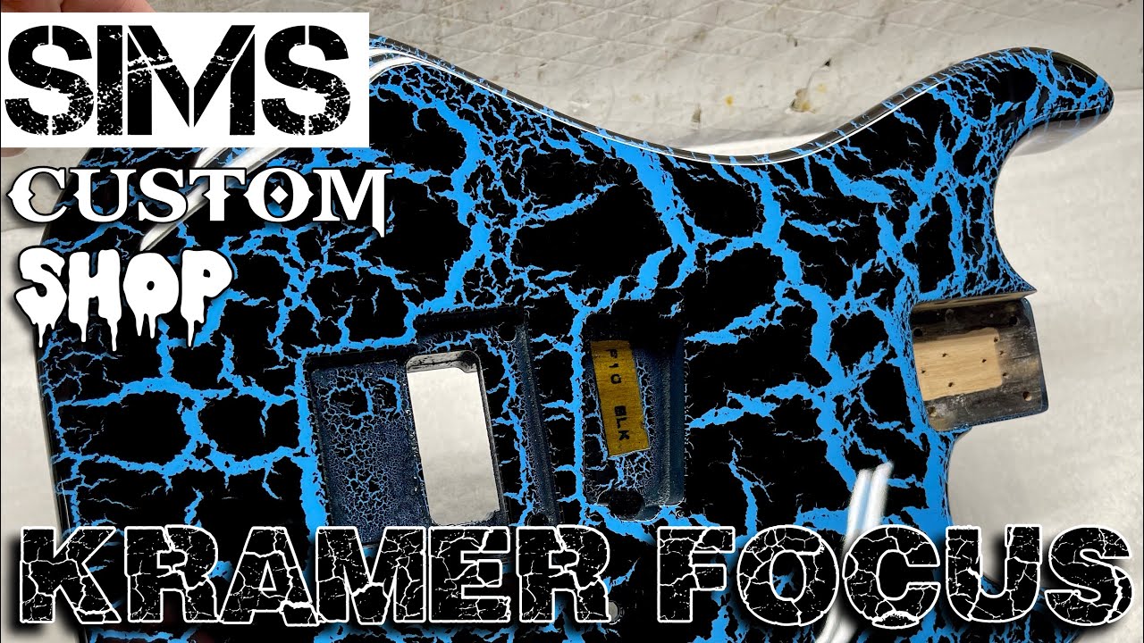 Kramer Focus guitar - Black and Blue Crackle Paint by Sims Custom Shop