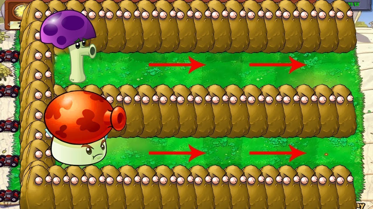 Fume-Shroom + Scaredy-Shroom Wall vs Giga Gargantuar & Zomboss | PvZ Hack