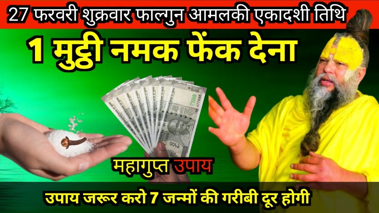 27 फरवरी शुक्रवार फाल्गुन आमलकी एकादशी तिथि के दिन 1 मुट्ठी नमक फेंक देना उपाय जरुर करे