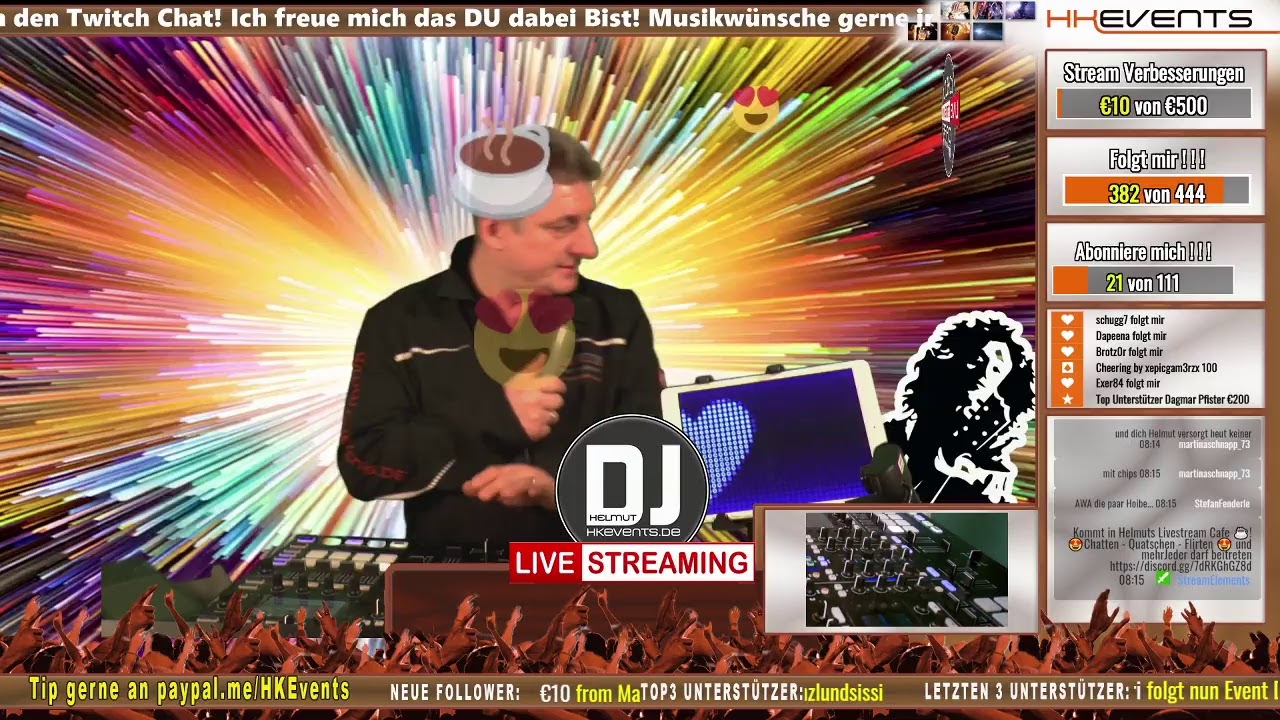 Heute Rock-Explosion  mit DJ Helmut bis gleich auf Twitch.tv/hkevents