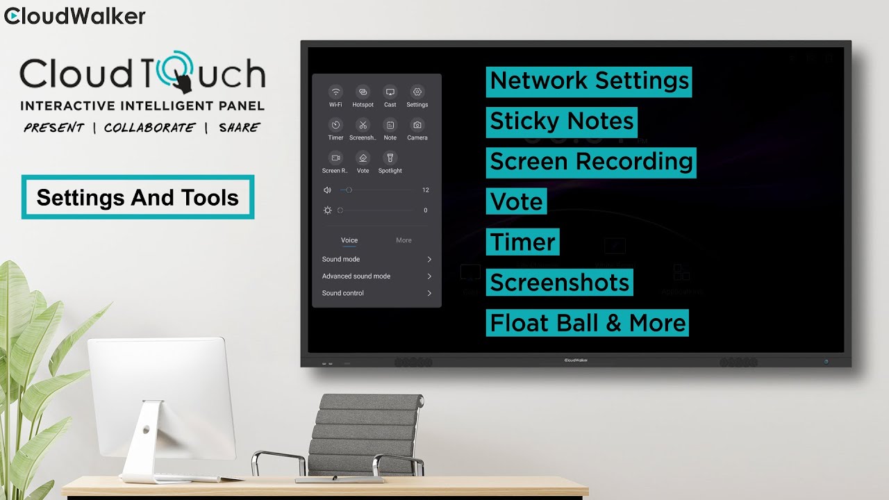 CloudTouch Interactive Intelligent Panel Demo 2022 – Settings & Tools