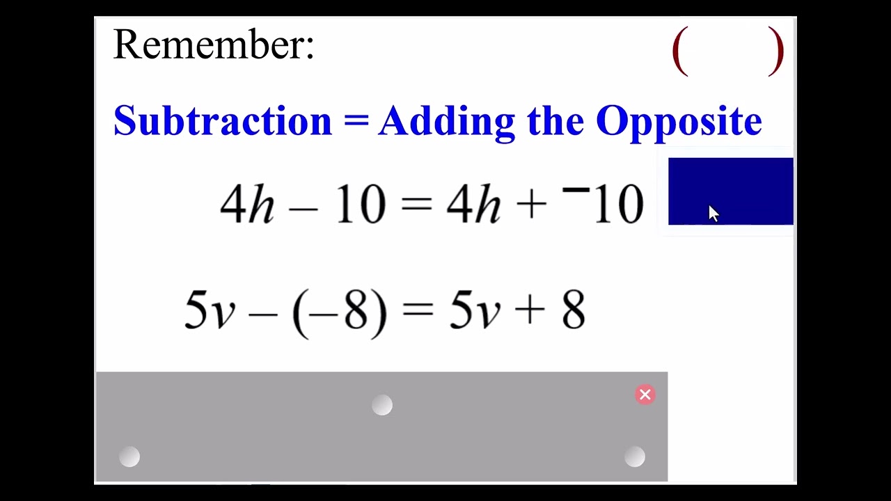 Algebraic Expressions - Review of Vocabulary